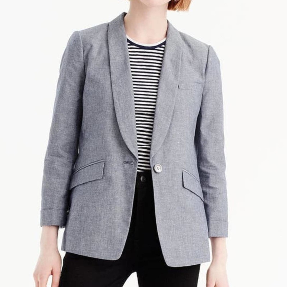 J. Crew Blue Unstructured Shawl Collar Blazer
